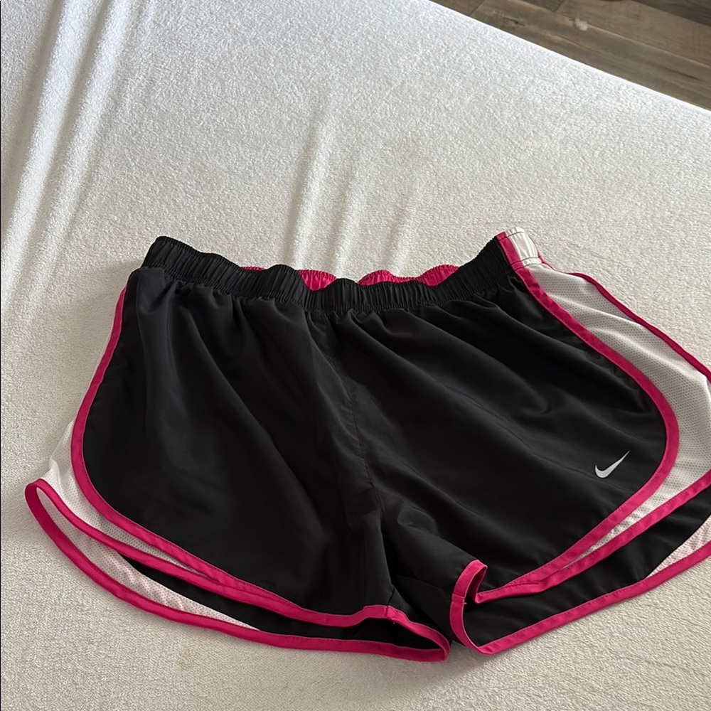 Nike Women's Black Shorts with Pink Trim